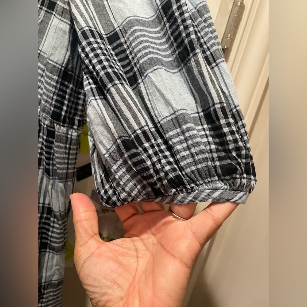 Zara Blue Plaid Midi Cotton Dress - Picture 10 of 12